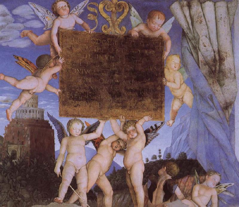 Andrea Mantegna Putti Holding Dedicatory Tablet Spain oil painting art